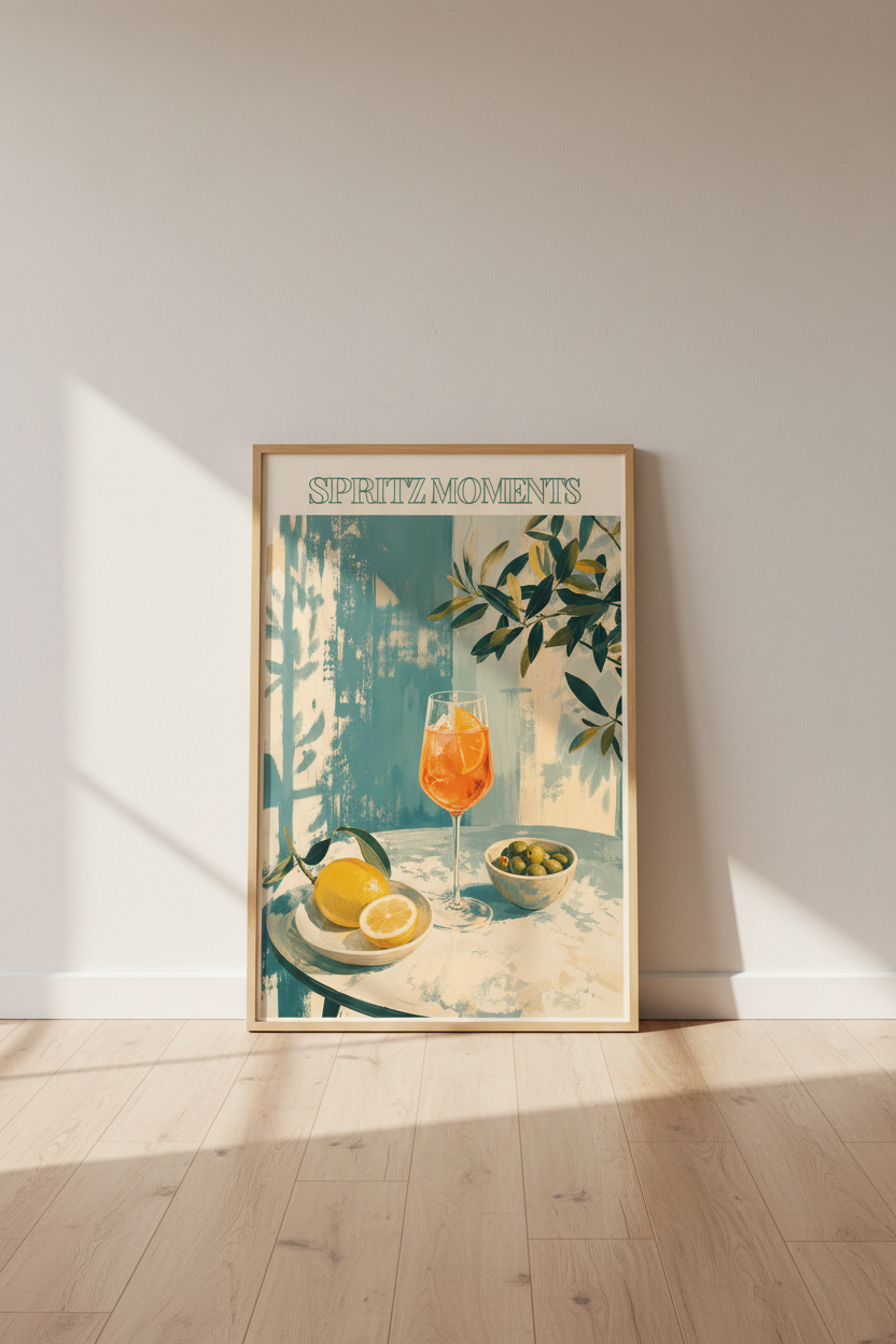 Aperol Spritz Wall Art Print | Mediterranean Kitchen Decor | Italian Summer Poster