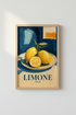 Lemon Kitchen Wall Art | Italian Citrus Fruit Poster, Blue and Yellow Mediterranean Decor