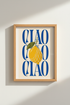 Italian Kitchen Art Print | Ciao Ciao Lemon Poster, Modern Mediterranean Home Decor