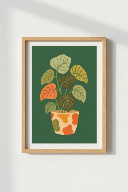 Tropical plant wall art | Bold greens, earthy tones, Living room style
