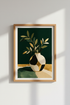 Botanical wall art print | Emerald Gold Vase Decor | Modern Poster