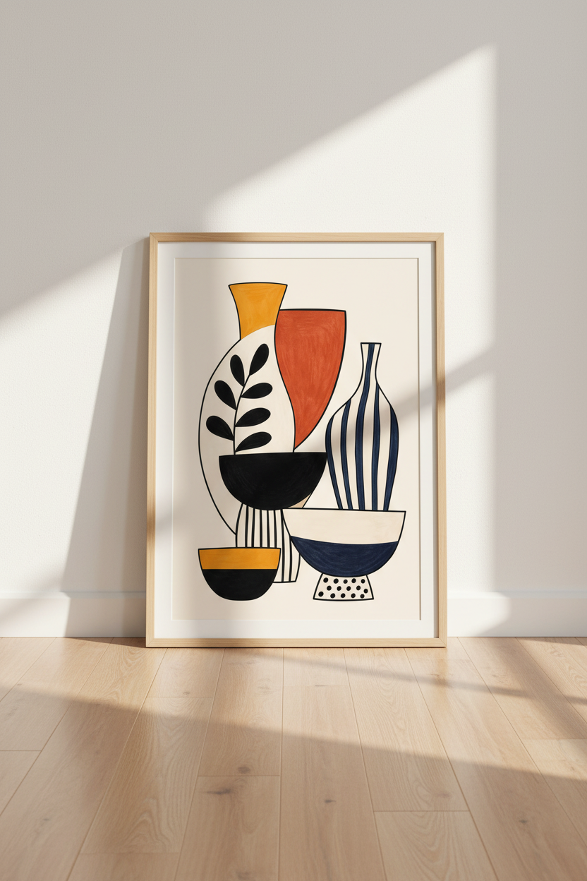 Abstract Wall Art | Vase Collection Decor | Modern Minimal Poster