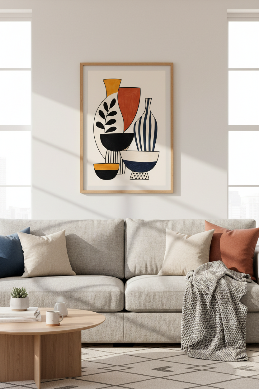 Abstract Wall Art | Vase Collection Decor | Modern Minimal Poster