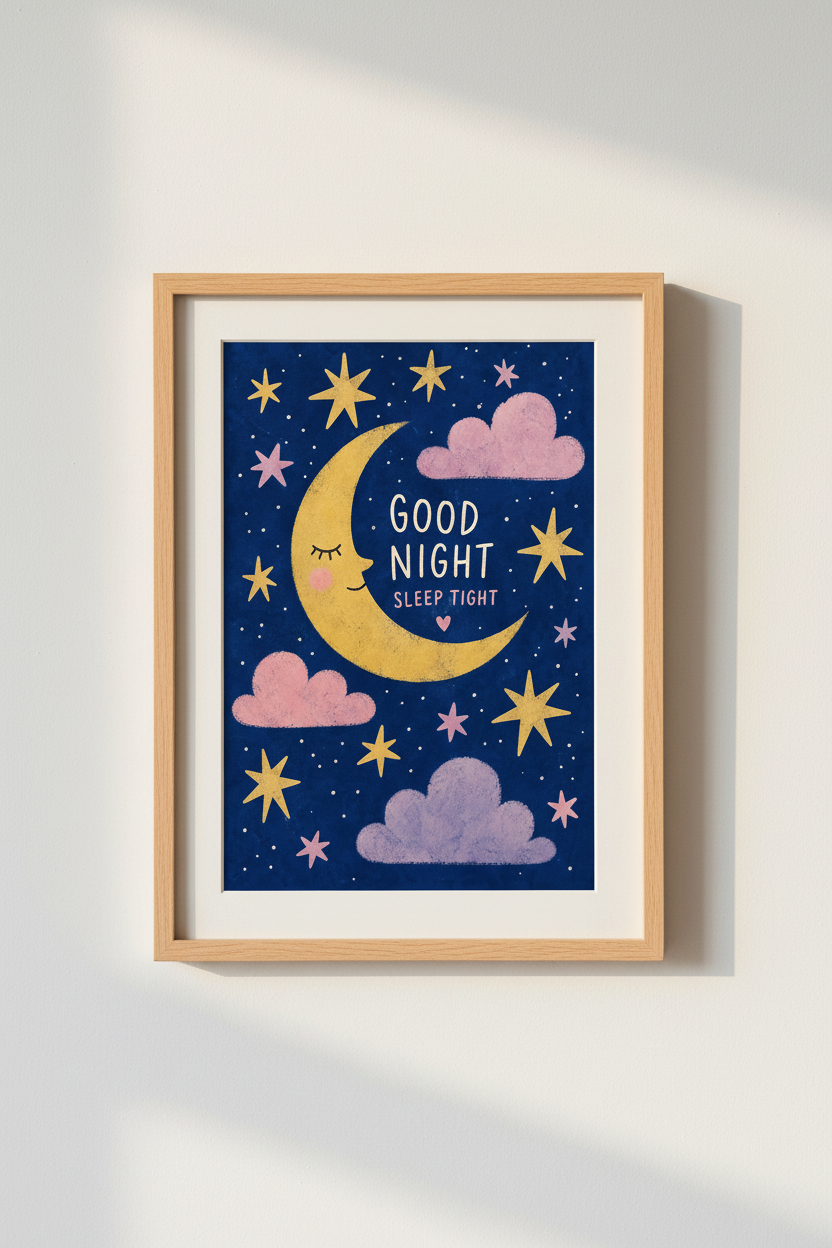 Night Sky Wall Art | Dreamy Moon &amp; Stars, Kids Room Decor