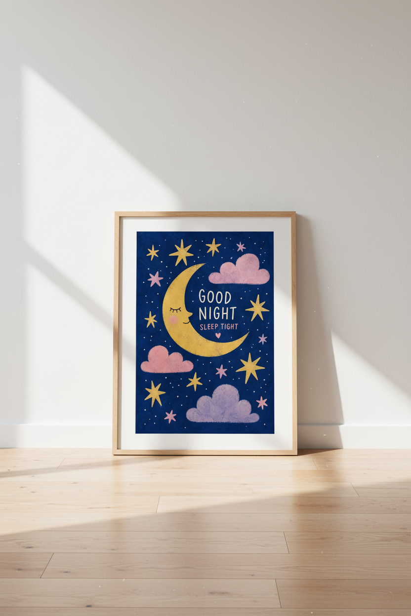 Night Sky Wall Art | Dreamy Moon &amp; Stars, Kids Room Decor