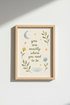 Boho Wall Art | Watercolor Moon & Leaves, Living Room Decor