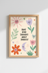 positive affirmation wall art | Whimsical Pastel Flora, Living Room Decor