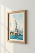Statue of Liberty NYC Wall Art | Modern Blue Cityscape | New York Poster