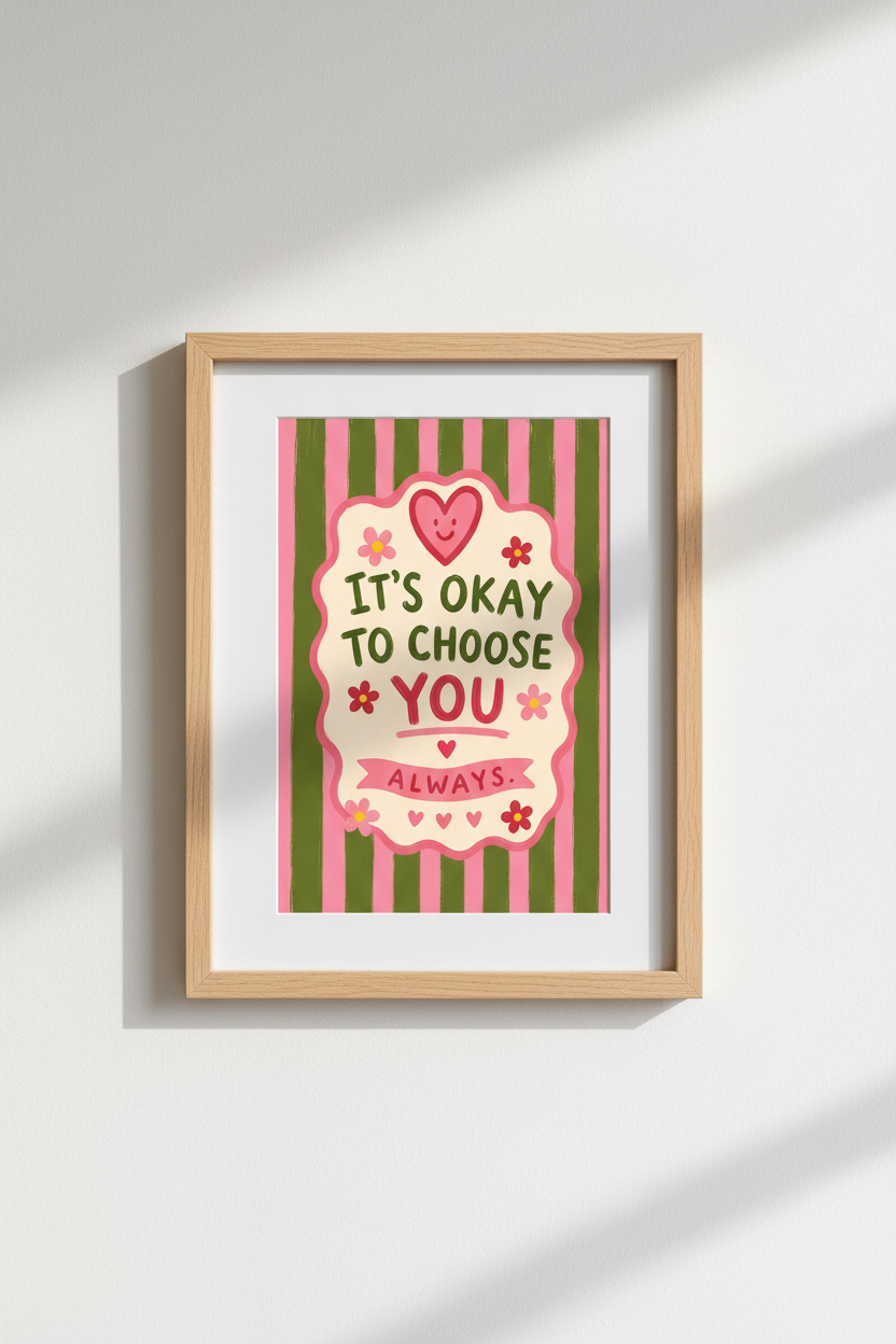 Preppy Pink Wall Art Print | Trendy Dorm Decor | Aesthetic Quote Poster