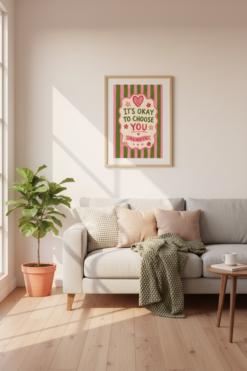Preppy Pink Wall Art Print | Trendy Dorm Decor | Aesthetic Quote Poster