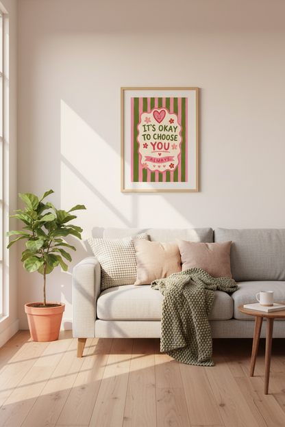 Preppy Pink Wall Art Print | Trendy Dorm Decor | Aesthetic Quote Poster