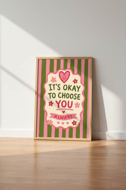 Preppy Pink Wall Art Print | Trendy Dorm Decor | Aesthetic Quote Poster