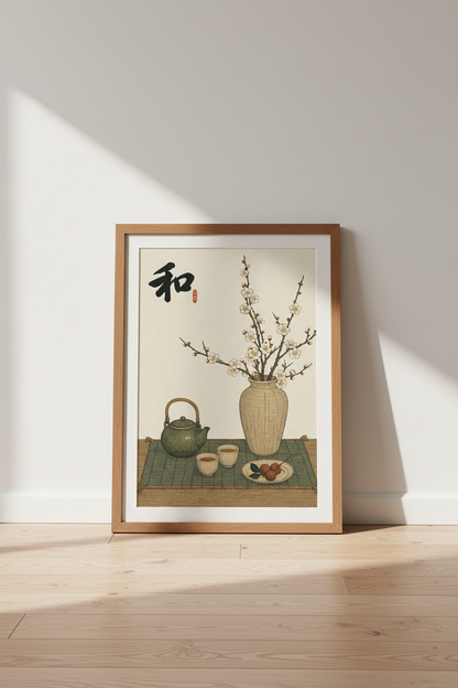 Japanese Tea Still Life | Zen Wabi Sabi Wall Art, Japandi Kitchen Decor Poster