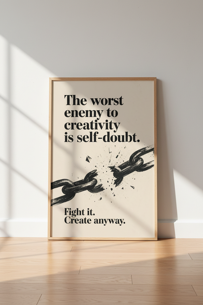 Creativity Quote Wall Art | Minimalist Black &amp; Beige Poster, Home Office Decor