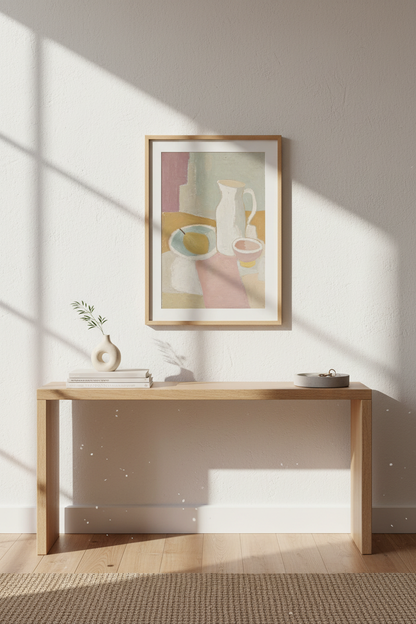 boho wall art print | pastel abstract still life | living room decor