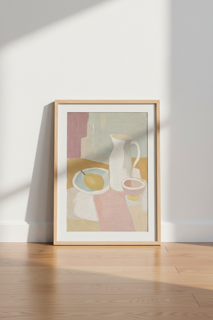 boho wall art print | pastel abstract still life | living room decor