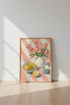 Pink Tulips and Lemons Still Life Wall Art | Kitchen Floral Decor | Pastel Coastal Poster