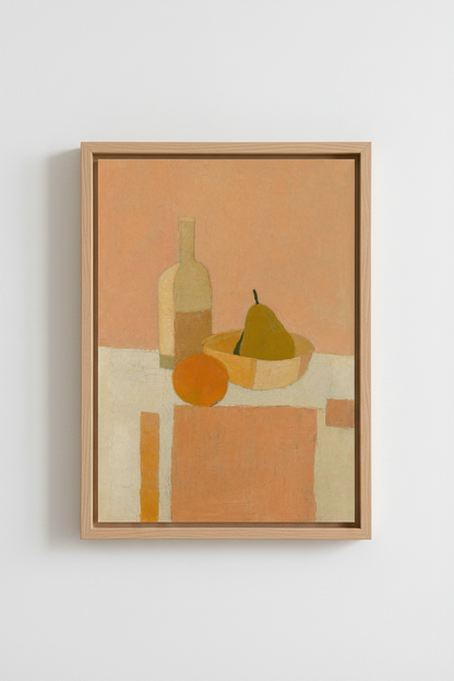 Abstract Fruit Print | Soft Peach Tones, Minimal Modern Living Room Decor | Poster