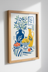 Mediterranean Still Life Wall Art | Blue & Yellow Citrus Decor, Modern Kitchen Art