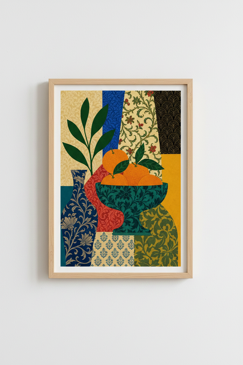 William Morris Orange Print | Vintage Botanical Fruit Wall Art, Modern Kitchen Decor