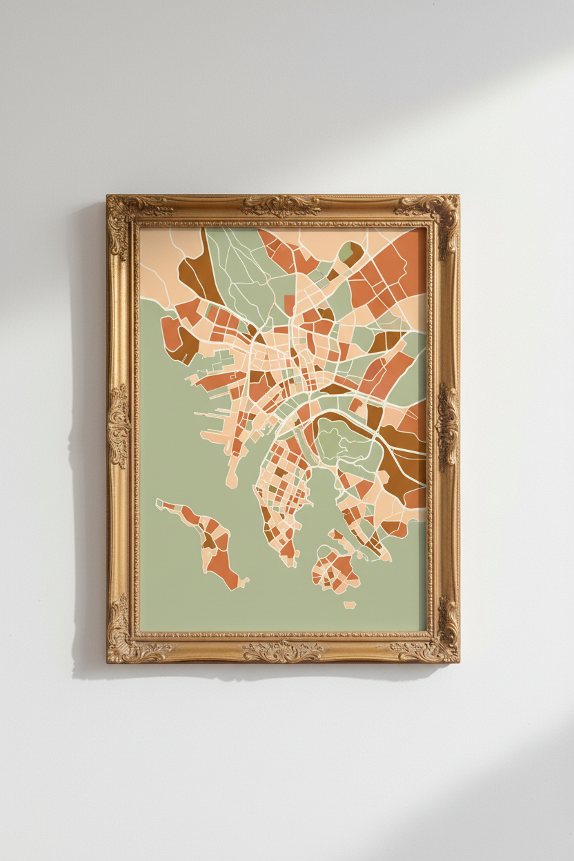 Abstract City map wall art print | Living Room Decor | Minimalist Poster
