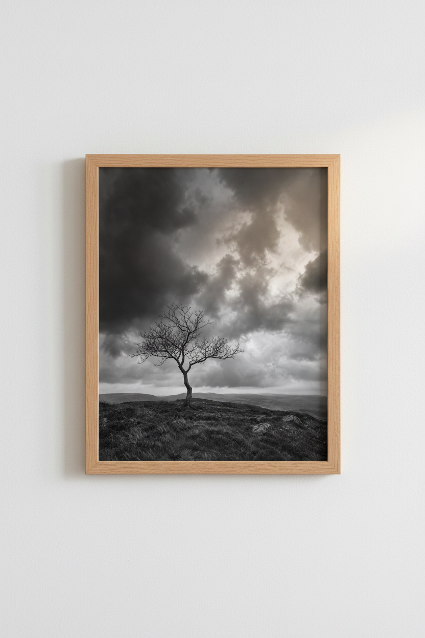 Moody Nature Wall Art | Black and White Tree Poster, Dark Dramatic Landscape Print