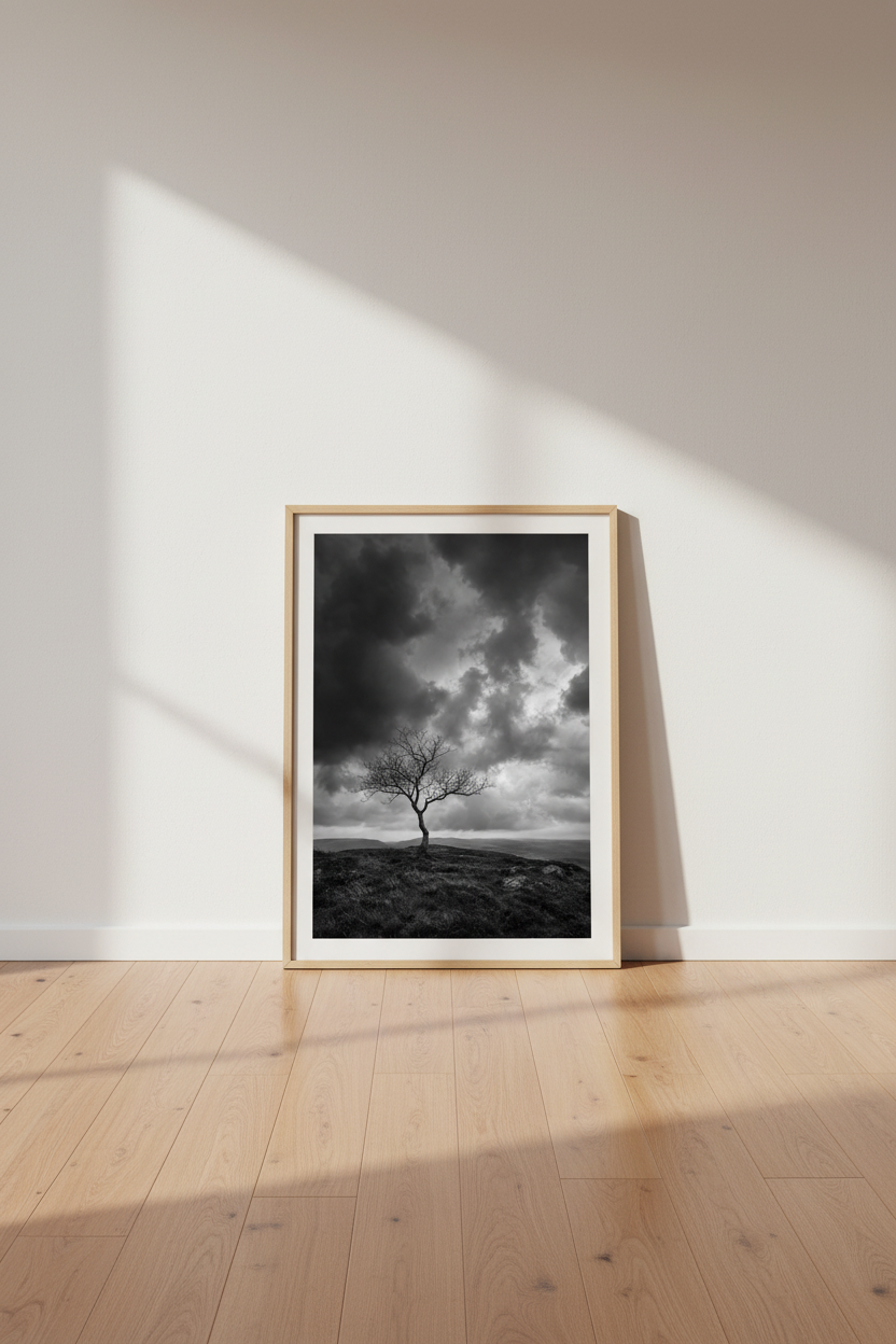 Moody Nature Wall Art | Black and White Tree Poster, Dark Dramatic Landscape Print