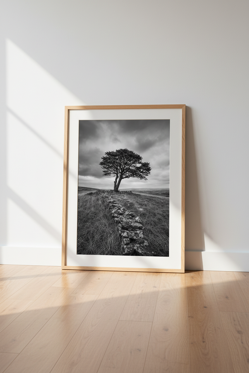 Nature Landscape Print | Black and White Tree Poster, Minimalist Living Room Art