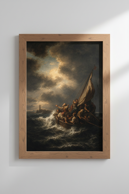 Storm at Sea Wall Art Print | Baroque Maritime Decor | Dark Academia Poster