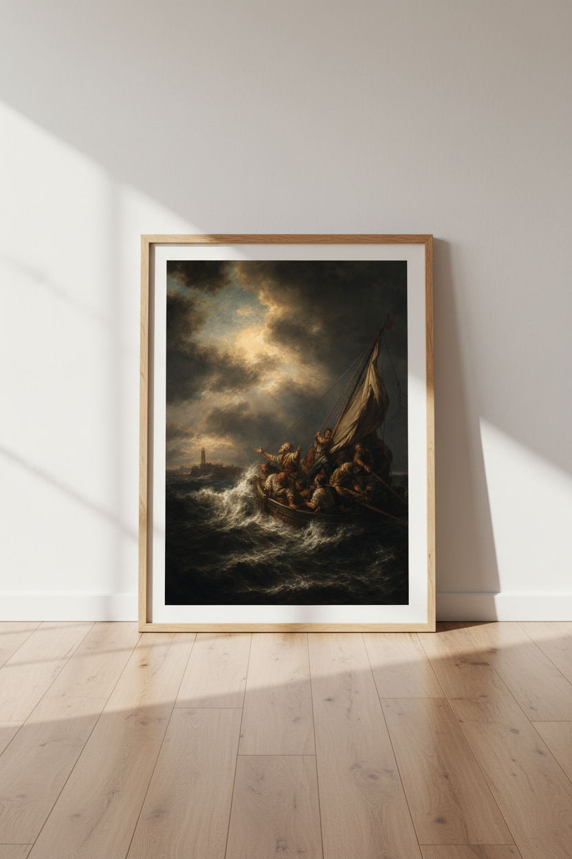 Storm at Sea Wall Art Print | Baroque Maritime Decor | Dark Academia Poster