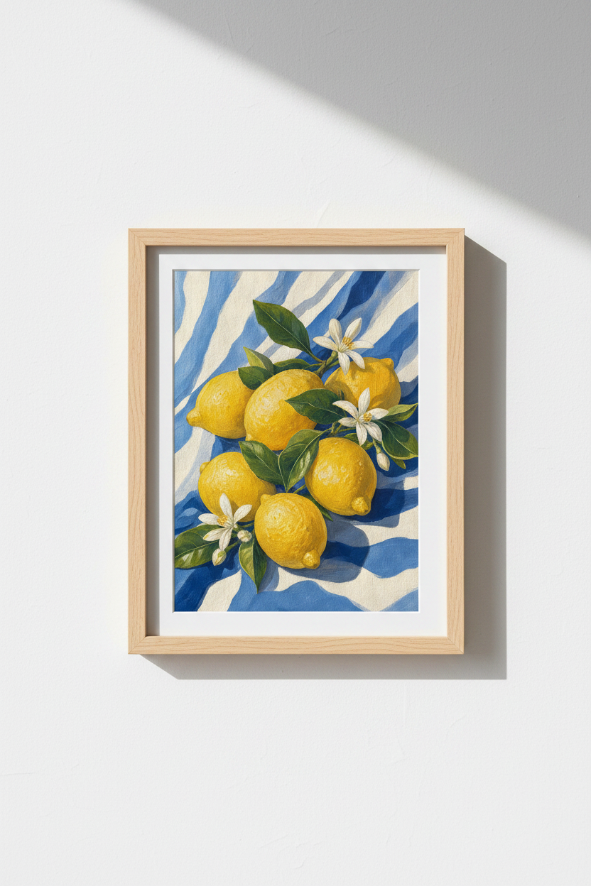 Citrus Wall Art Print | Lemon Kitchen Decor | Mediterranean Coastal Poster
