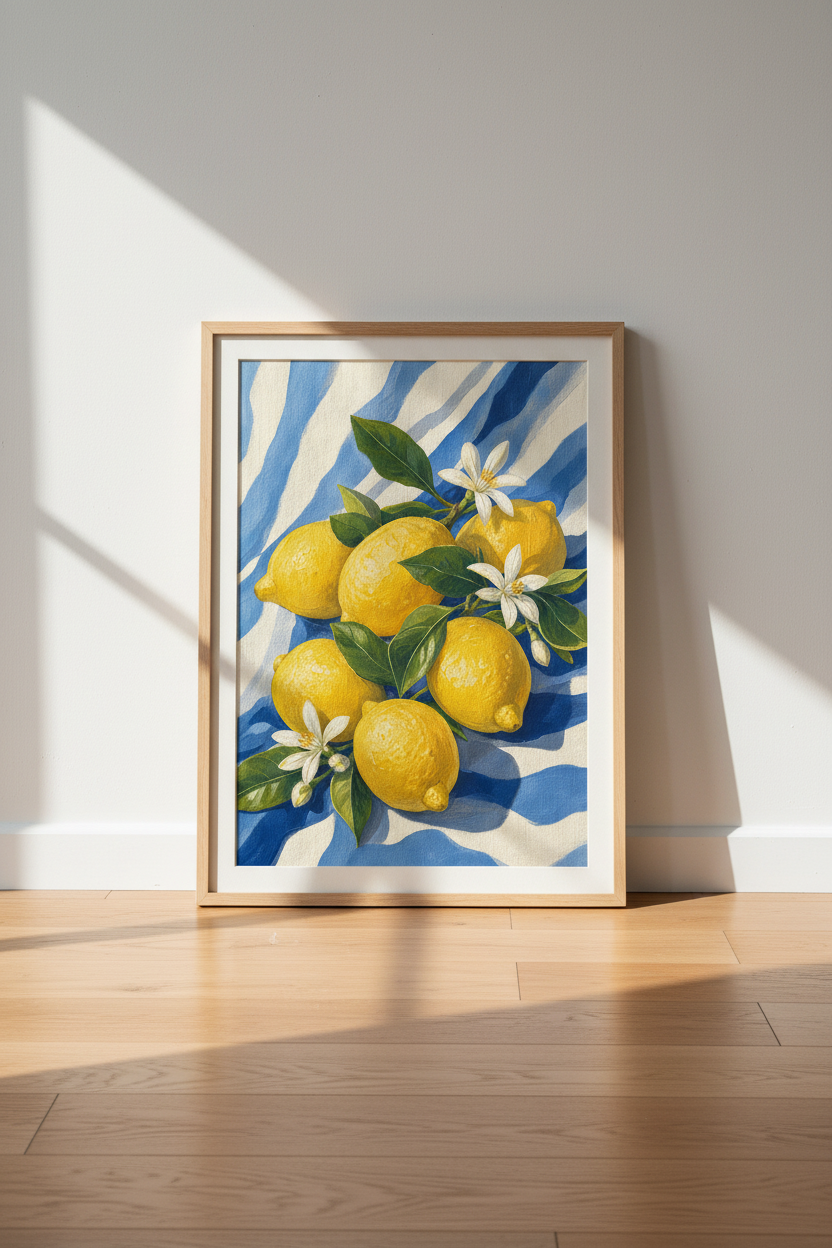 Citrus Wall Art Print | Lemon Kitchen Decor | Mediterranean Coastal Poster