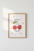 Sweet Cherry Heart Wall Art Print | Pink Preppy Room Decor | Coquette Poster