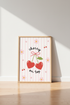 Cherry Heart Wall Art Print | Pink Coquette Nursery Decor | Kawaii Poster