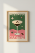 Espresso Martini Wall Art | Retro Pink & Green Cocktail Poster, Bar Cart Decor
