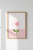 Pink Flower Patchwork Wall Art | Nursery Decor | Whimsical Daisy Poster