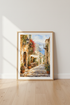 Italian Coast Village Print | Mediterranean Watercolor, Amalfi Coastal Wall Art
