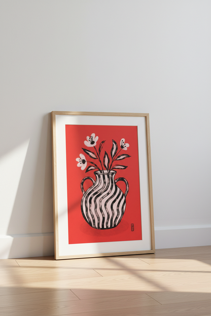 Bold Floral Print | Abstract Vase Art, Living Room Decor | Modern Poster