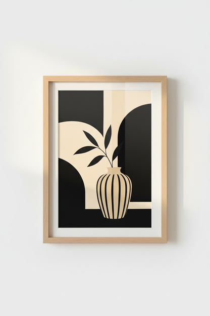 Minimalist Vase Wall Art Print | Living Room Decor | Monochrome Poster