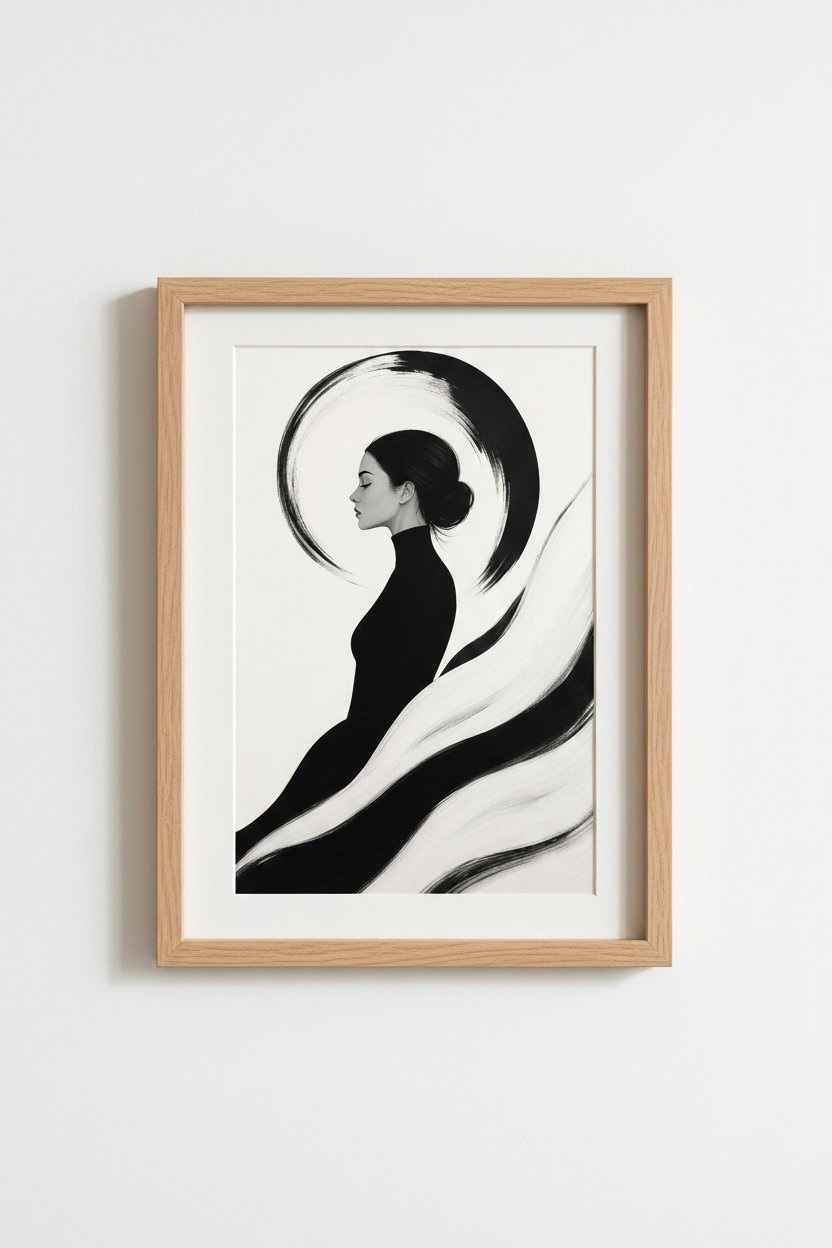 Monochrome Portrait Wall Art Print | Living Room Decor | Minimalist Poster