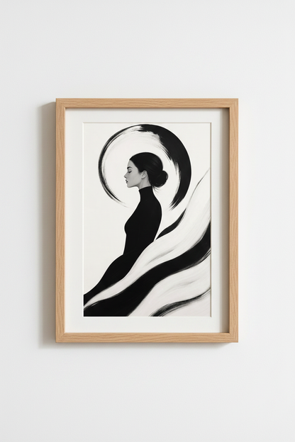 Monochrome Portrait Wall Art Print | Living Room Decor | Minimalist Poster