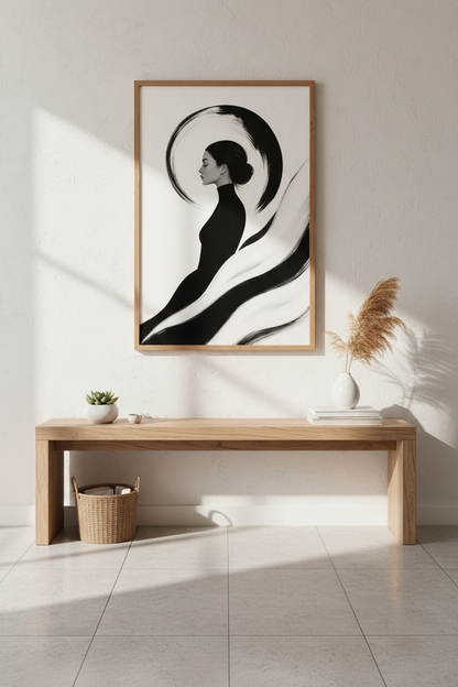 Monochrome Portrait Wall Art Print | Living Room Decor | Minimalist Poster