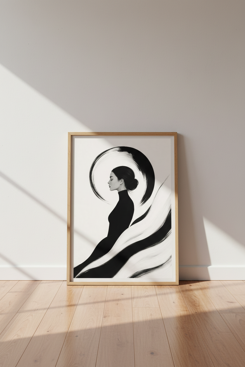 Monochrome Portrait Wall Art Print | Living Room Decor | Minimalist Poster