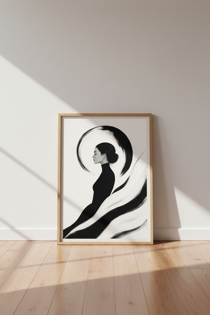 Monochrome Portrait Wall Art Print | Living Room Decor | Minimalist Poster