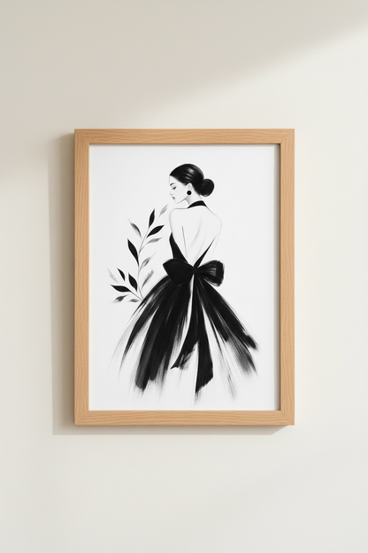 Monochrome Wall Art Print | Vogue-Inspired Black &amp; White Decor | Elegant Poster