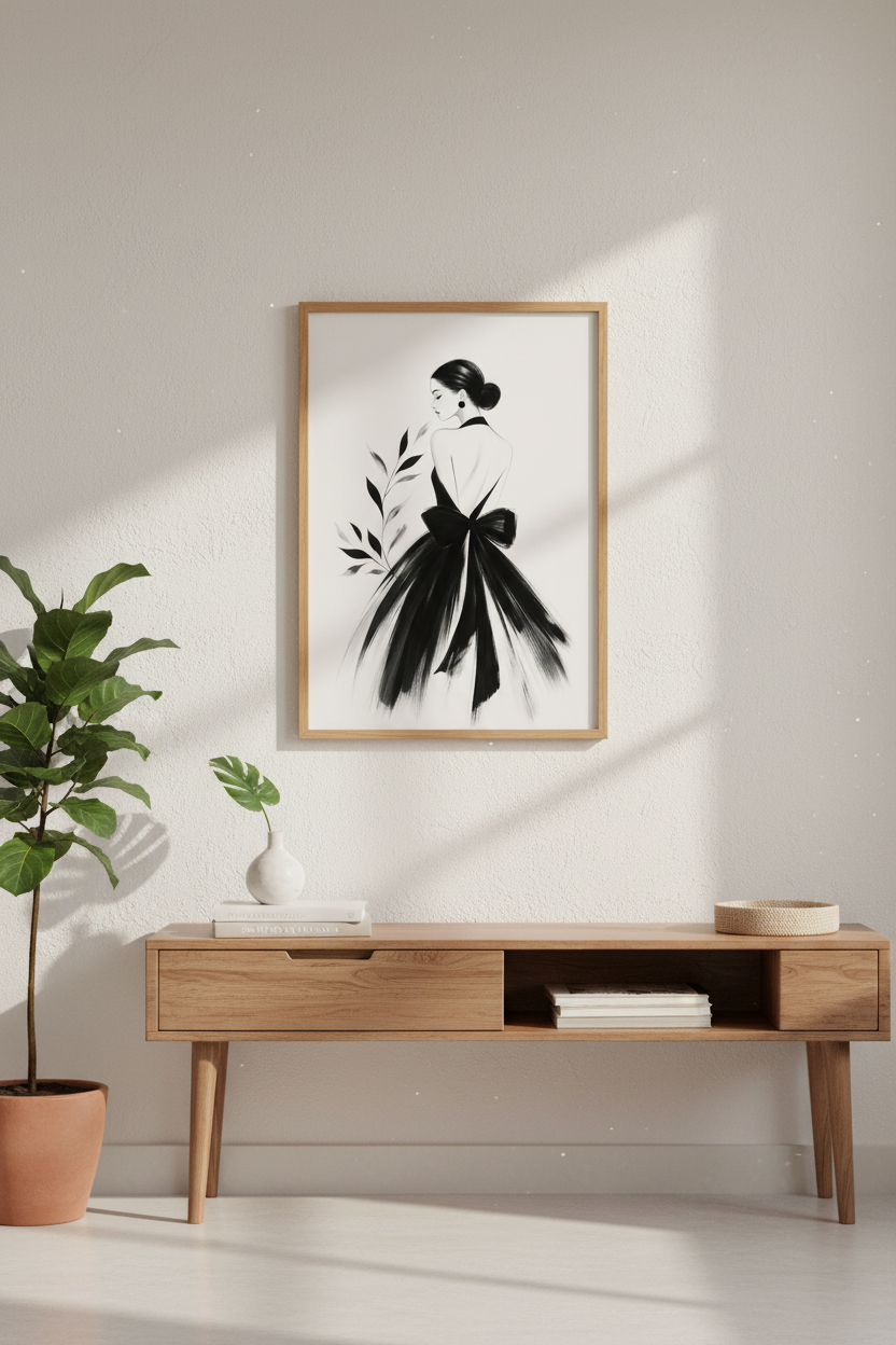 Monochrome Wall Art Print | Vogue-Inspired Black &amp; White Decor | Elegant Poster