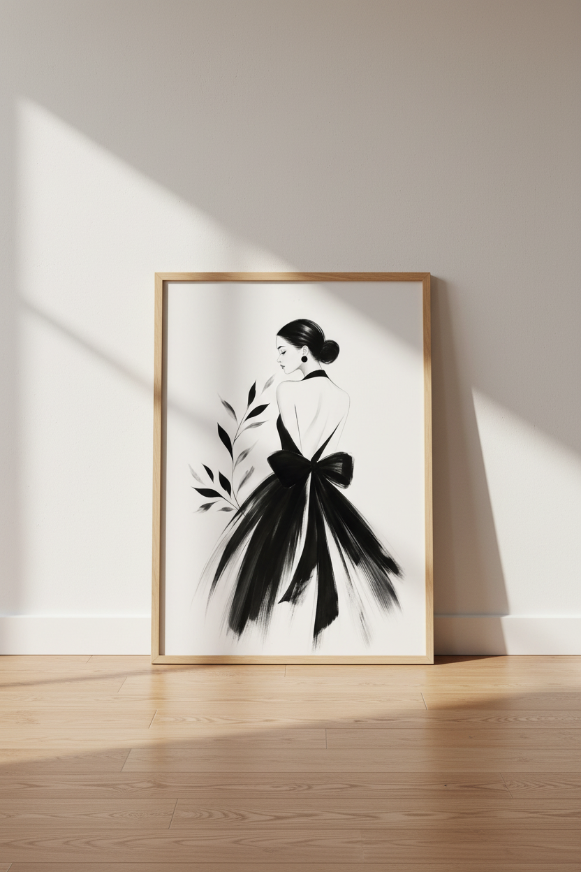 Monochrome Wall Art Print | Vogue-Inspired Black &amp; White Decor | Elegant Poster