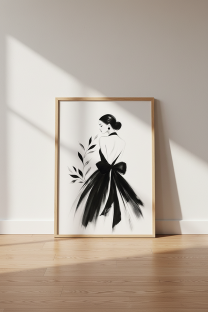 Monochrome Wall Art Print | Vogue-Inspired Black &amp; White Decor | Elegant Poster