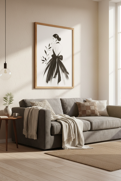 Monochrome Wall Art Print | Vogue-Inspired Black &amp; White Decor | Elegant Poster