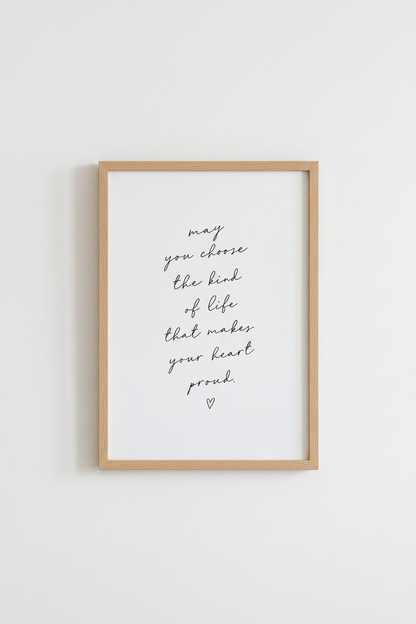 Inspirational Quote Wall Art Print | Minimalist Heart Decor | Cursive Typography Poster